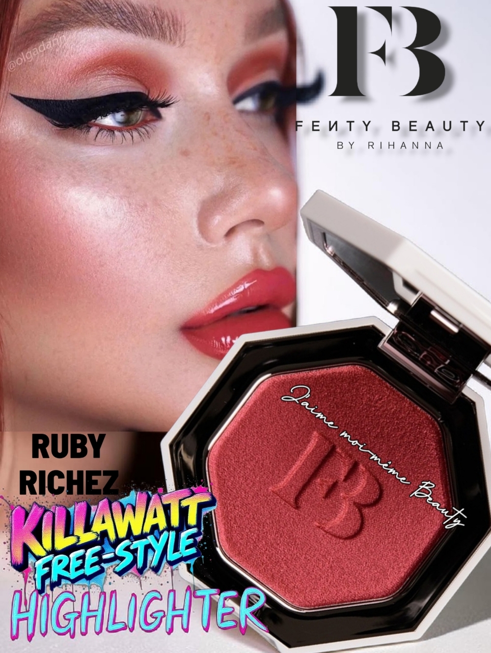 Fenty Beauty Killawatt FOIL Highlighter/Blush Ruby Richez (Metallic Cherry Red)